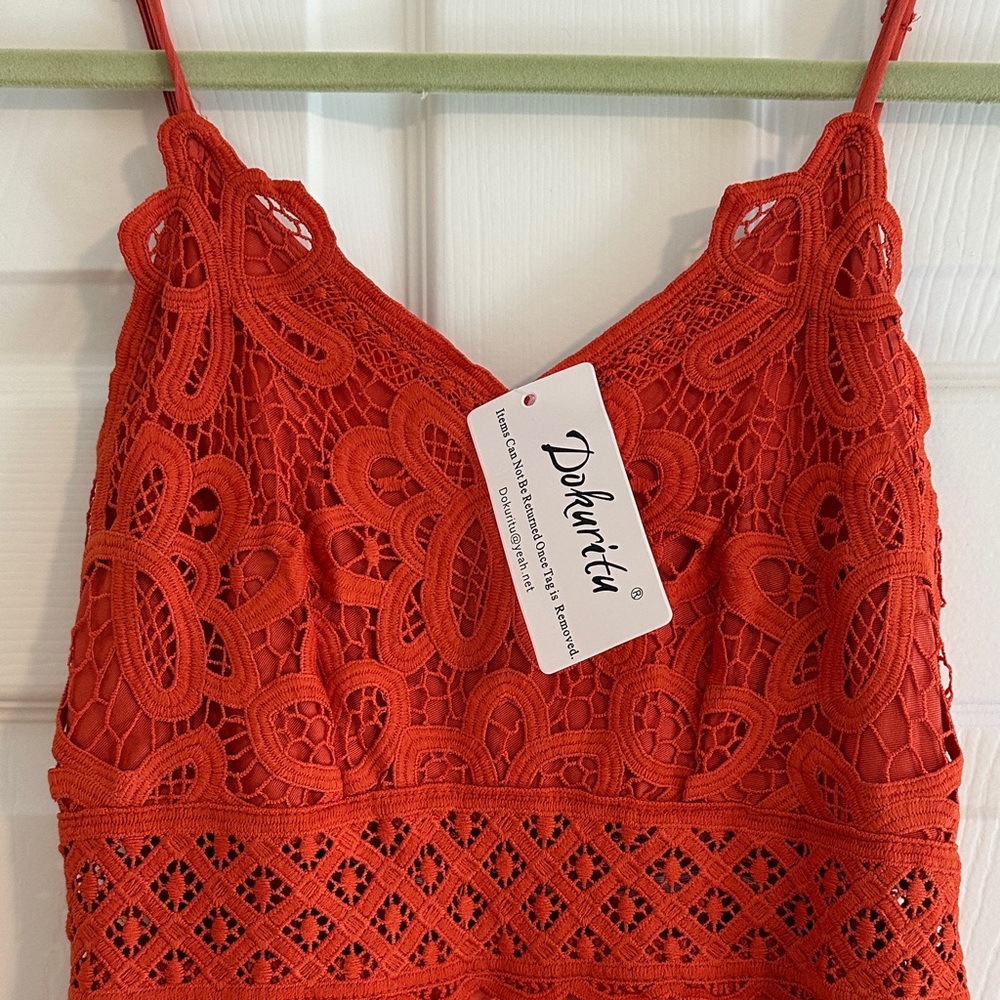 Orange Crochet Maxi Dress